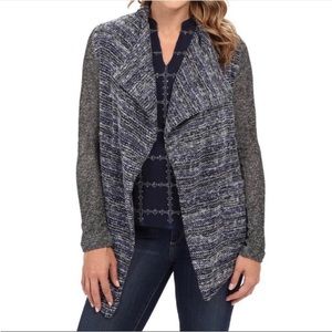 Lucky Brand Size S Womens Gray/Blue Wool Knitted Open Front Shrug Cardigan